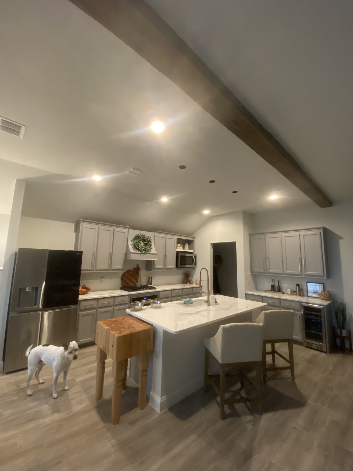 Installed recessed lighting in a kitchen remodel by Dad and Son Electric